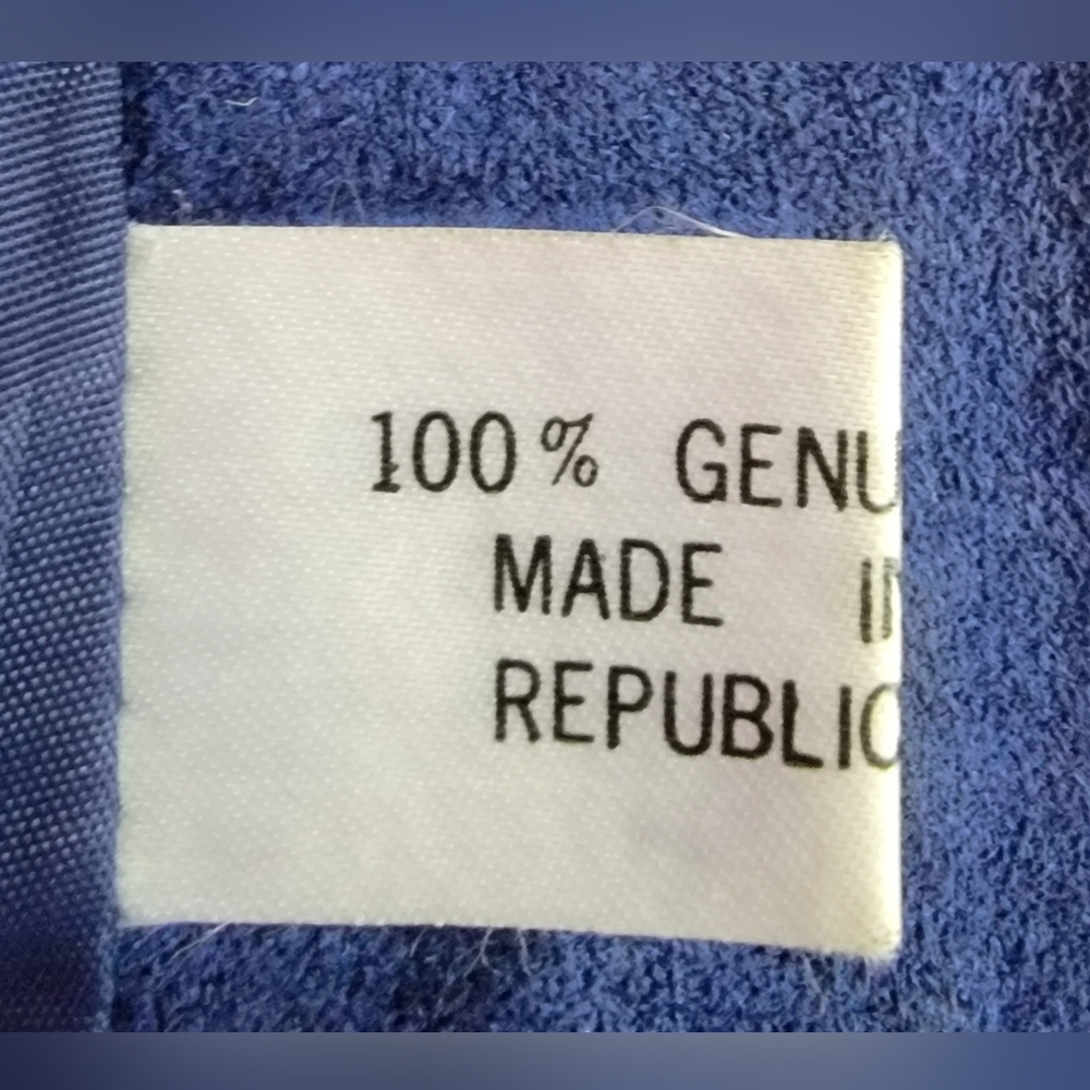 Vintage Suede Leather Women's Navy Blue Jacket - Picture 12 of 12